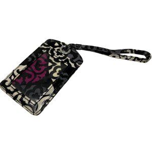 Vera Bradley Luggage Tag in Canterberry Magenta Pink Black Gray White